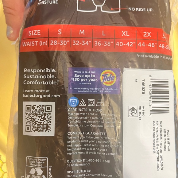 Hanes Men's Gray and black Boxer Briefs size M - Picture 5 of 9